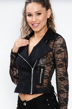 Load image into Gallery viewer, Suede Black Lace Long-sleeved Jacket