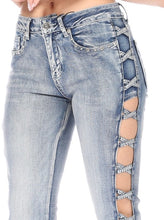 Load image into Gallery viewer, NEW Rhinestone Cut-out Jeans
