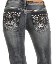 Load image into Gallery viewer, Rockin' Rhinestone Skull Jeans