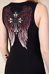 Burgundy Cross and Wing Tank Top - Now in Plus Sizes