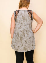 Load image into Gallery viewer, Motorcycle Tank Top with Stone and Lace Detail Plus Sizes