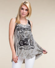 Load image into Gallery viewer, Motorcycle Tank Top with Stone and Lace Detail Plus Sizes