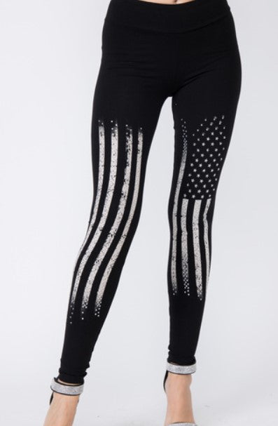 Flag Rhinestone Leggings