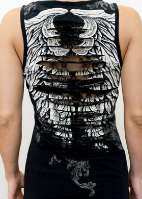 Peek-a-Boo Lace Angel Tank - Black