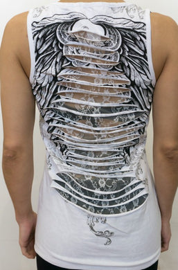 Peek-a-Boo Lace Angel Tank - White