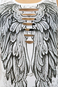 Peek-a-Boo Lace Angel Tank - White