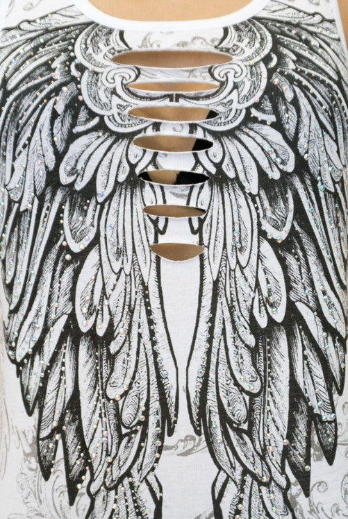 Peek-a-Boo Lace Angel Tank - White