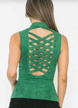 Load image into Gallery viewer, NEW Kelly Green Suede Braided  Vest