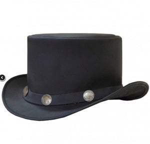 Leather Top Hat with Buffalo Coins