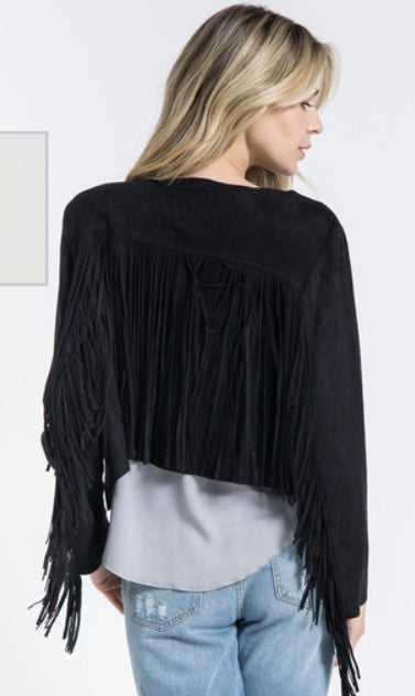 Short Fringe Jacket Black