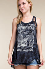Load image into Gallery viewer, Motorcycle Tank Top with Stone and Lace Detail