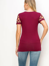 Load image into Gallery viewer, Burgundy Laser Cut Rhinestone Shirt - MADE IN USA