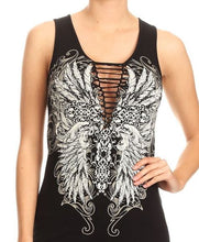 Load image into Gallery viewer, Elegant Scroll Cross Wing with a twist Lace Top - Black or White