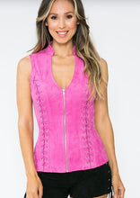 Load image into Gallery viewer, Fuchsia Suede Braided  Vest