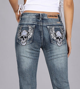Wing and Skull Dark Jeans