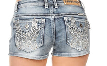 Load image into Gallery viewer, Motorcycle Rhinestone Shorts