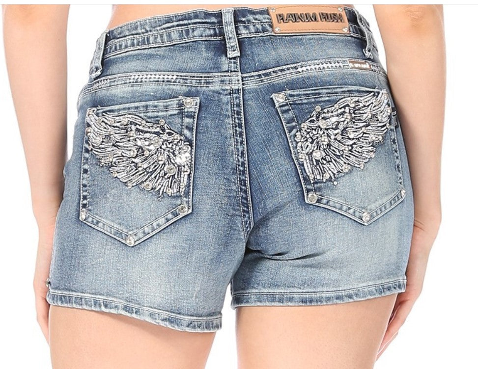 Angel Wings Bling Booty Shorts, Personalized Shorts , Bling