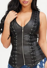 Load image into Gallery viewer, Black Braided  Vest Wet Look