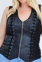 Load image into Gallery viewer, Black Braided  Vest Wet Look