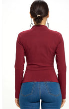 Load image into Gallery viewer, Burgundy Lace Up Front Long-sleeved Jacket - S thru 3xl