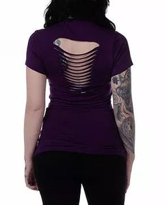 Purple Vneck with Cross and Wing
