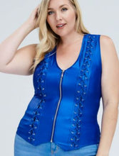 Load image into Gallery viewer, Royal Blue Braided  Vest Wet Look