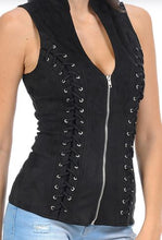 Load image into Gallery viewer, Black Suede Braided  Vest