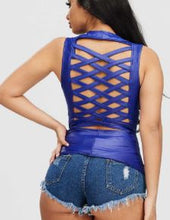 Load image into Gallery viewer, Royal Blue Braided  Vest Wet Look