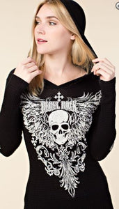 Skull Pull Over Shirt with Hood